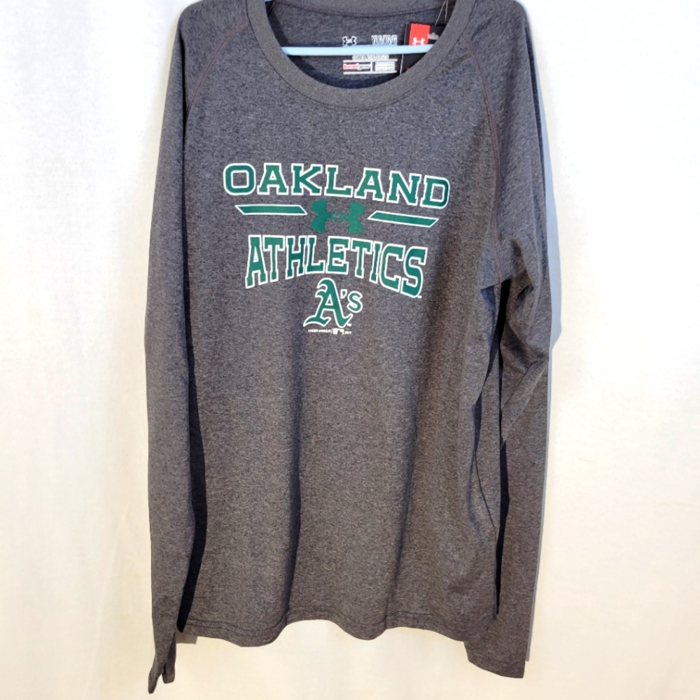Under Armor Youth Oakland Athletics MBA Grey Long Sleeve Shirt , Large
